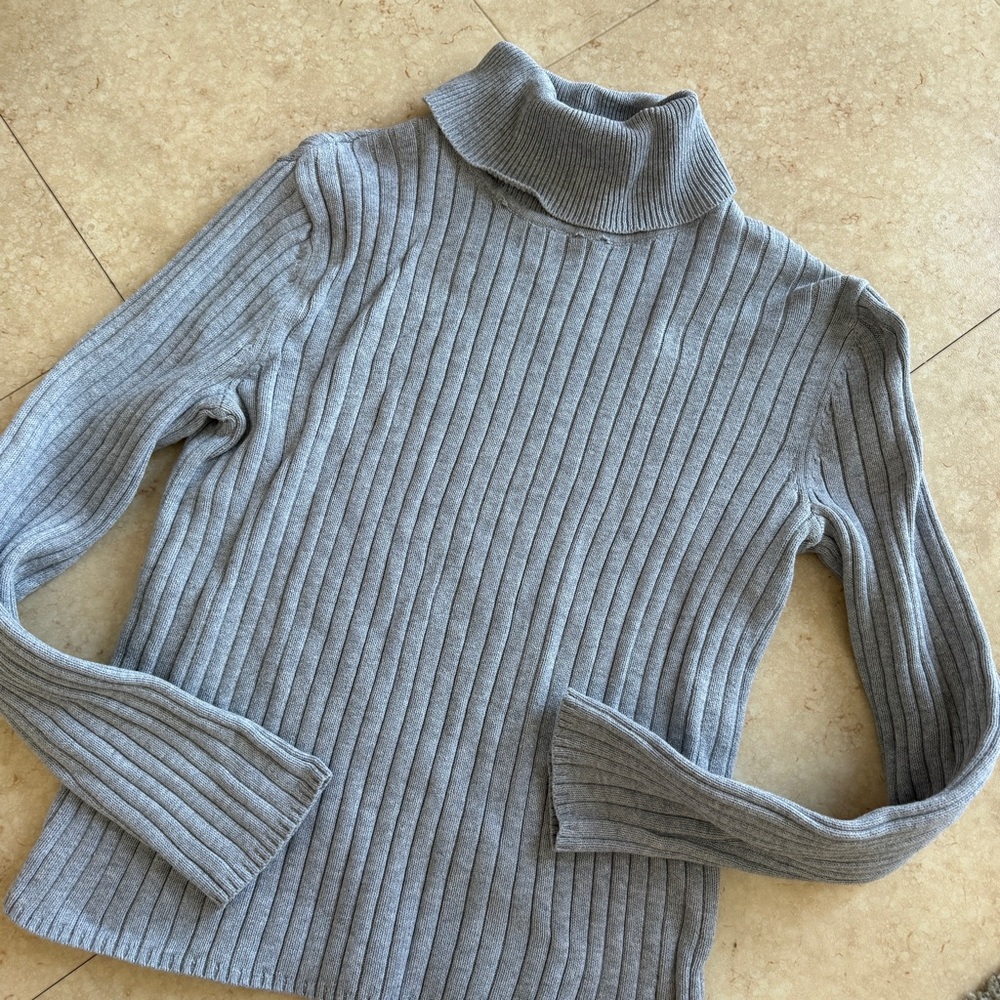 Croft & Barrow Grey Ribbed Turtleneck Long sleeve Pullover